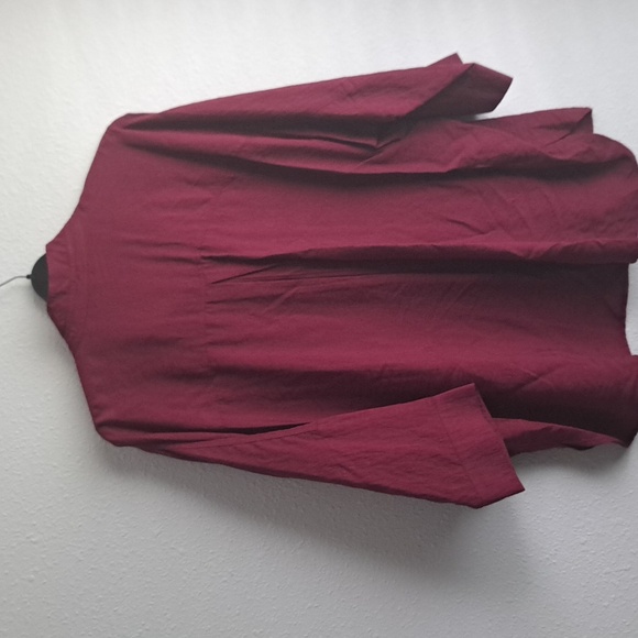 John Mark Solid Woven Wire Collar 3/4 Batwing Sleeve Button Front Tunic - Picture 5 of 7